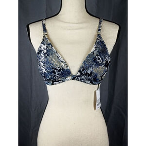 Shade & Shore Bikini Top Size M Blue Snake Print